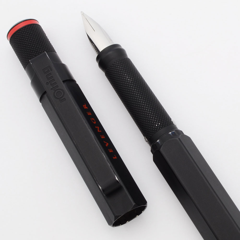 Rotring 600 Fountain Pen (4th Gen. Levenger) Matte Black w Red, Fine